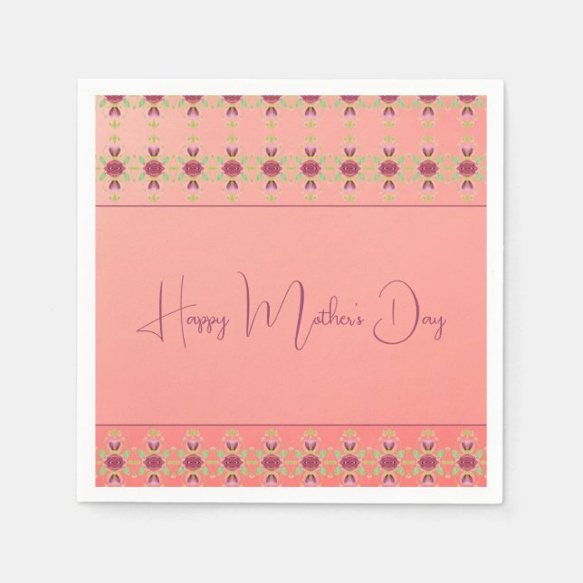 Rosa Koralle und Burgund Serviette (Vorderseite)