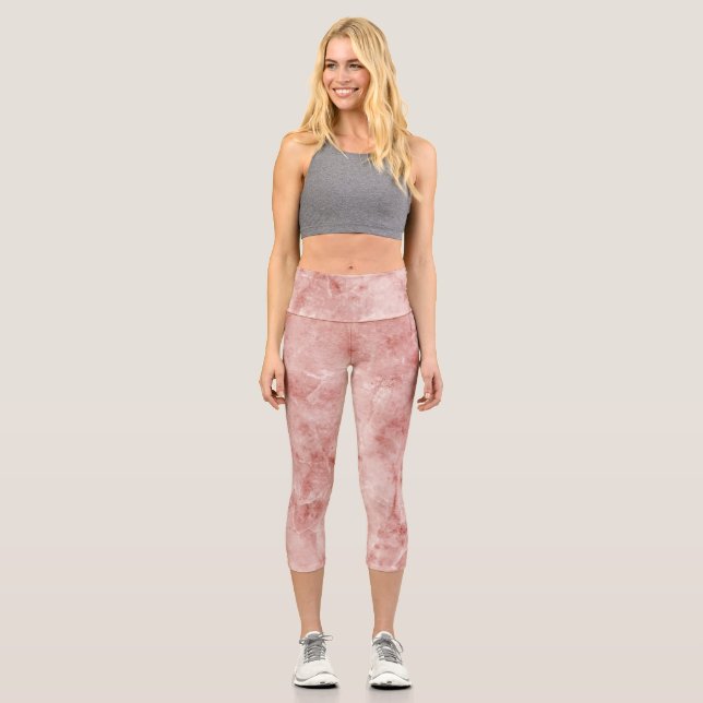 Rosa Koralle und weißer Marmor Capri Leggings (Vorderseite)