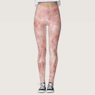 Rosa Koralle und weißer Marmor Leggings