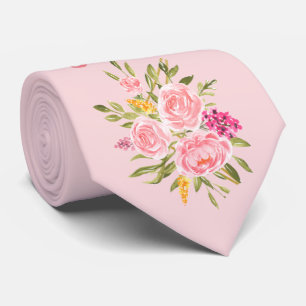Rosa Korallen Blumen Halsband für den Brautvater Krawatte