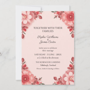 Rosa Korallen Blumen Hochzeitseinladung Einladung