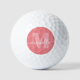 Rosa Korallen Elegant Moderne Monogram Golf Balls Golfball