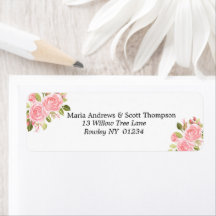 Rosa Korallen Floral Gold Rücksendeadresse Etikett