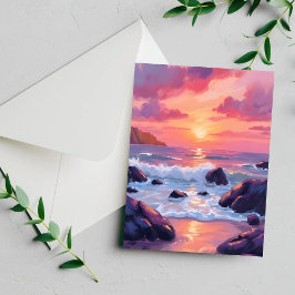 Rosa Korallen-Sonnenuntergang | Ozeanwellen-Aquare