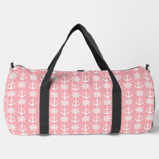 Rosa Korallenanker und Schiffe Duffle Bag