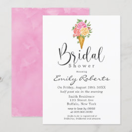 Rosa Koralleneis Creme Cone Brautparty Einladung