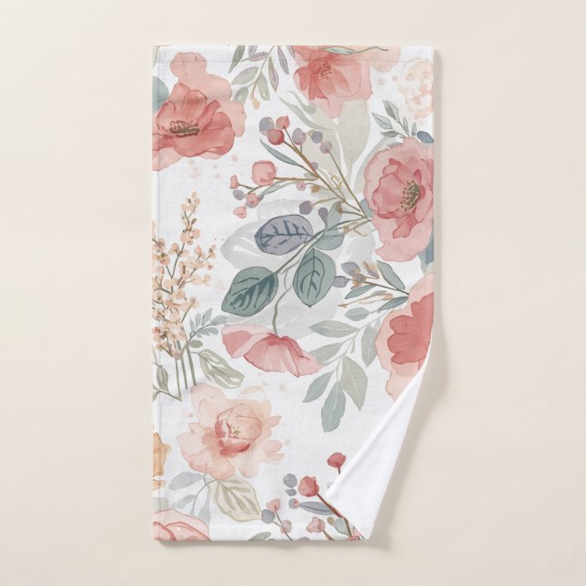 Rosa Korallengarten Blumen-Wasserfarben-Muster Handtuch (Handtuch)