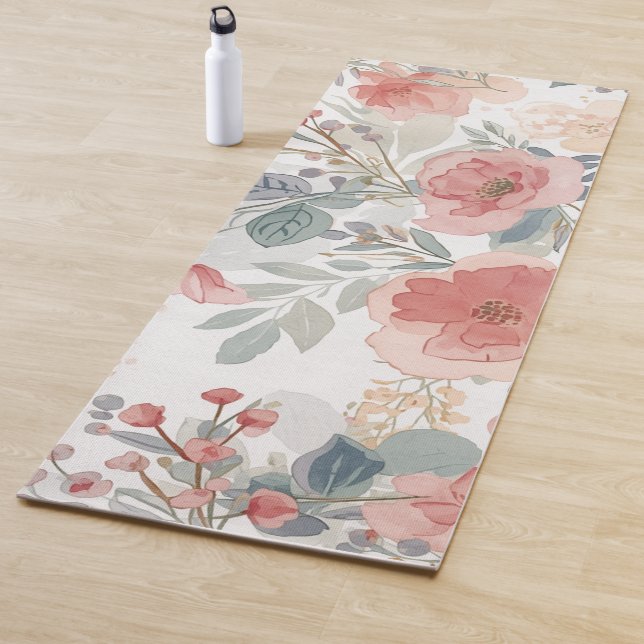 Rosa Korallengarten Florale Wasserfarben Muster Yogamatte (Beispiel)
