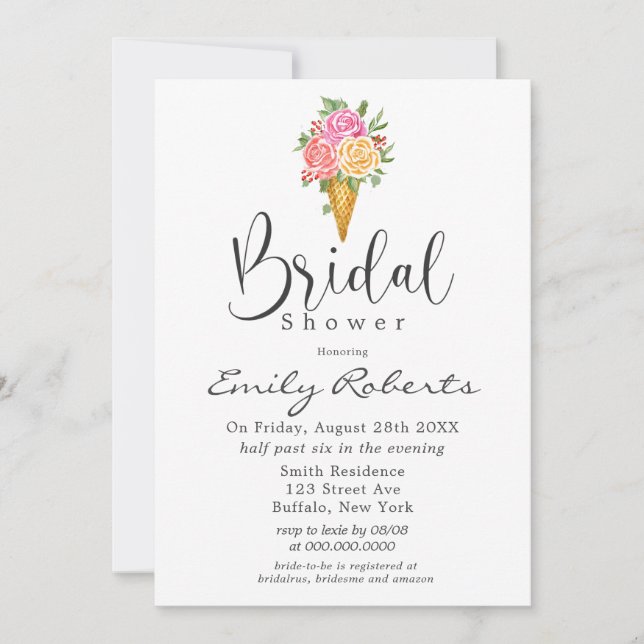 Rosa Korallengelbe Eiscreme Brautparty in Einladung (Vorderseite)