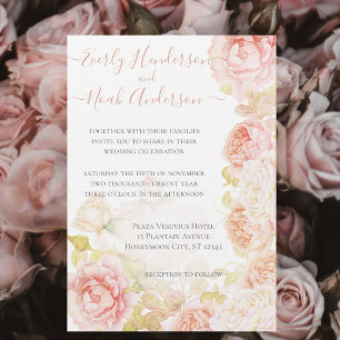 Rosa Korallenheimlich Rose Garden Wedding Einladung