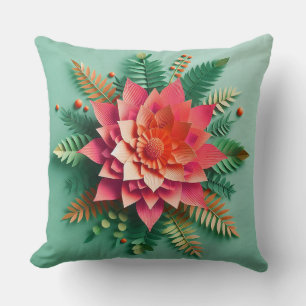 🌸 Rosa Korallenpapier-Blumen-Zimmerdekor-Akzent � Kissen