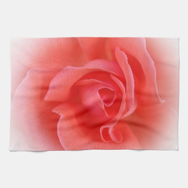 rosa Korallenrose Geschirrtuch (Horizontal)