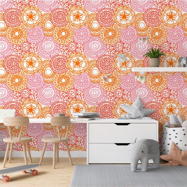 Rosa Korallenrot Orange Art Muster Tapete (Von Creator hochgeladen)
