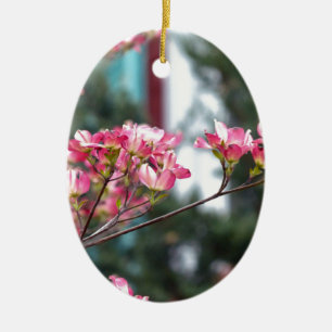 Rosa Kornelkirsche Keramik Ornament
