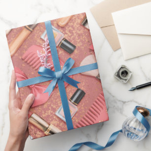 Rosa Kosmetik-Muster Glitter Geschenkpapier