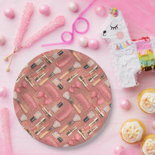 Rosa Kosmetik-Muster Glitter  Pappteller
