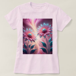 Rosa Kosmische Blume Psychedelisch Pink T - Shirt