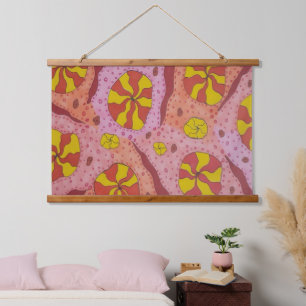Rosa Kosmische Kanonen Wandteppich Mit Holzrahmen