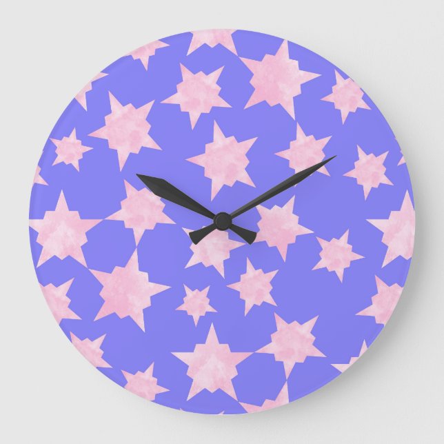 Rosa kosmischer Ausbruch Große Wanduhr (Vorderseite)