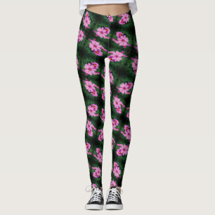 Rosa Kosmos Blume Abstraktes Muster Leggings