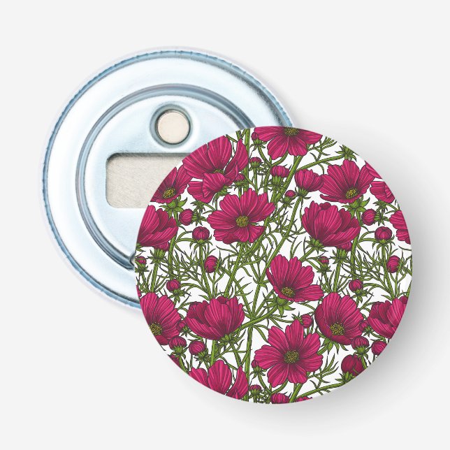 Rosa Kosmos-Blume Flaschenöffner (Vorderseite)