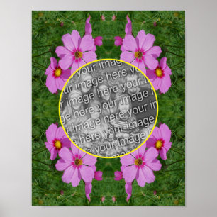 Rosa Kosmos Blume Rahmen hinzufügen Ihr eigenes Fo Poster