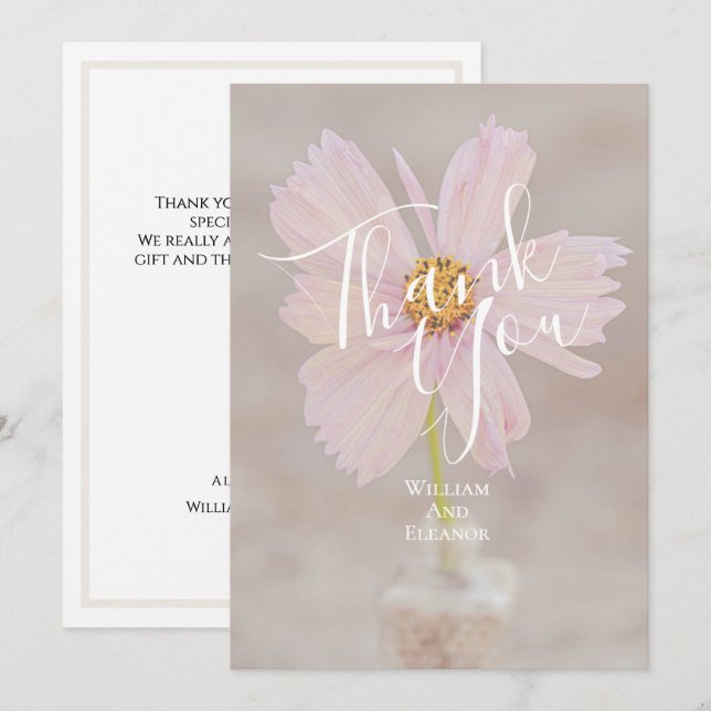 Rosa Kosmos-Blumen-Hochzeit-Dankeskarten Dankeskarte (Vorne/Hinten)