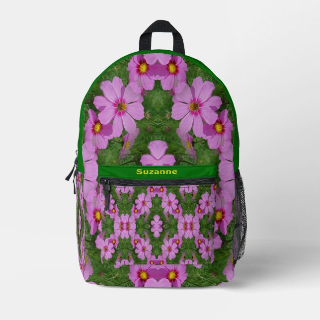 Rosa Kosmos Daisy Blume Abstrakt Personalisiert Bedruckter Rucksack (Vorderseite)