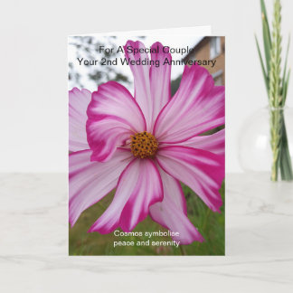 Rosa Kosmos Personalisiert 2. Hochzeitstag Karte