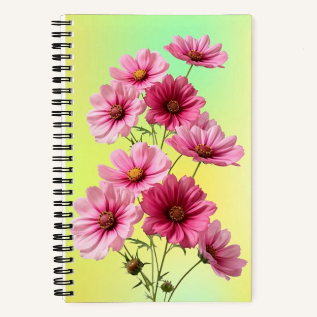 Rosa Kosmosblumen-23456 Notizbuch (Vorderseite)