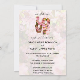 Rosa Krabapel blühen LIEBE Hochzeit Einladung