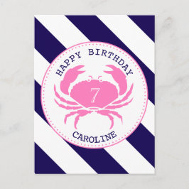 Rosa Krabbe Nautical Birthday Einladung