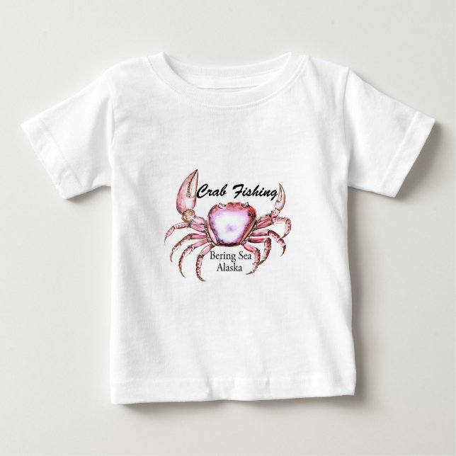 Rosa Krabbe niederländischer Hafen-Alaskas Baby T-shirt (Vorderseite)