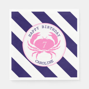 Rosa Krabben-Seegeburtstags-Party Serviette