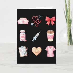 Rosa Krankenpfleger Valentinstag Stethoskop Scrubs Karte