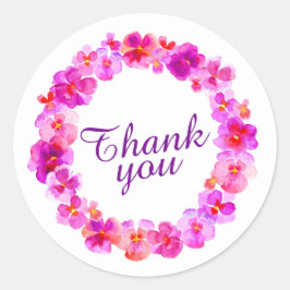 Rosa Kranz danke Wasserfarben-Kunstkleber Runder Aufkleber