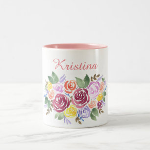 Rosa-Kranz-Wasserfarbe Zweifarbige Tasse