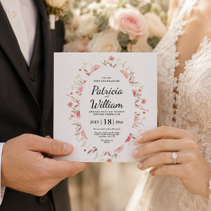 Rosa Kräuter Blossom Blume Einladung Hochzeitskart