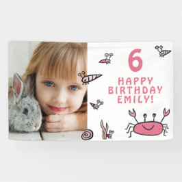 Rosa Krebstiere Muschel Mädchen Foto Geburtstag Banner