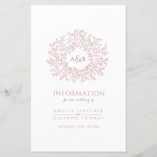 Rosa Kreis von Blätter Hochzeitsgast-Informationen