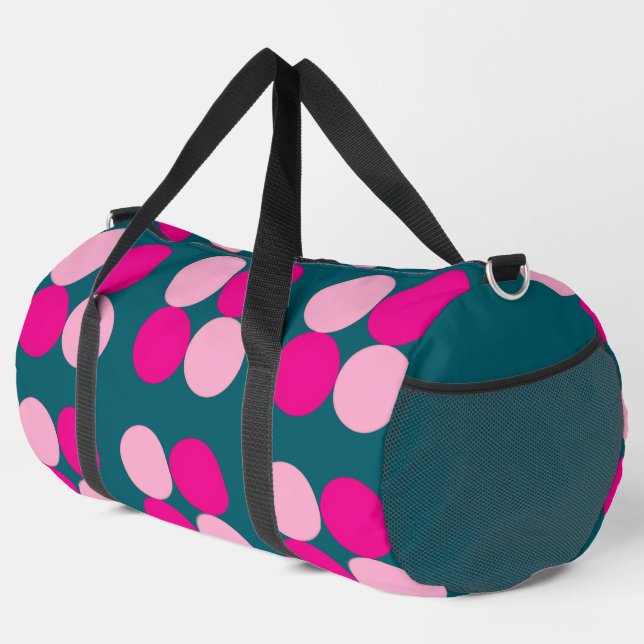 Rosa Kreise auf großem Grün Duffle Bag (Rechte Ecke)