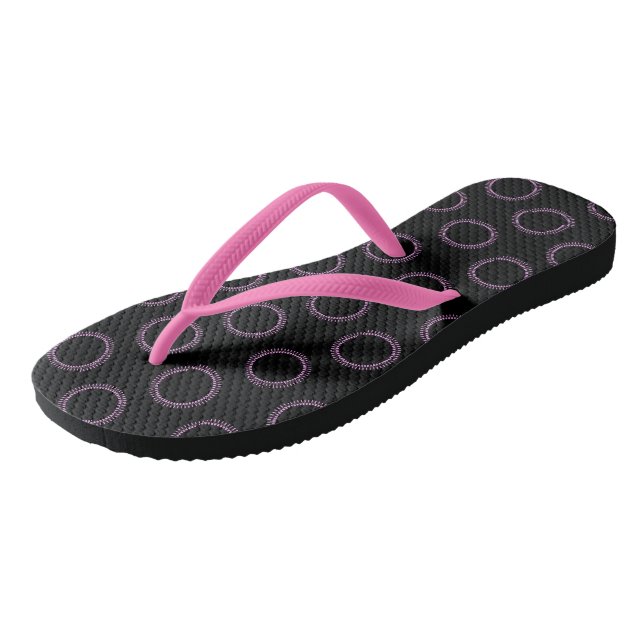 Rosa Kreise Flip Flops (Schrägansicht)