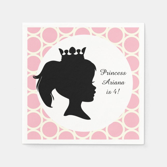 Rosa Kreise Princess Custom Birthday Paper Napkin Serviette (Vorderseite)