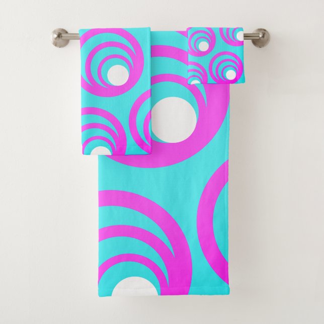 Rosa Kreise Weißer Innenkreis Badhandtuch Set (Insitu)