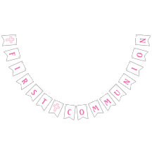 Rosa Kreuz-erste Kommunions-Fahne