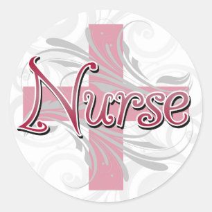 Rosa Kreuz/Wirbelsäule Runder Aufkleber