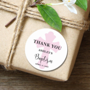 Rosa Kreuztaufe Runder Aufkleber