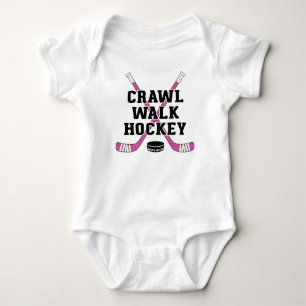 Rosa Kriech Gang Hockey Schläger und Puck Baby Mäd Strampler
