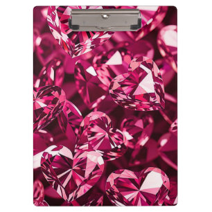 Rosa Kristall-Diamant-Herzen Klemmbrett