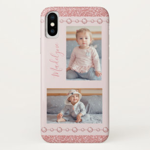 Rosa Kristall Glitzer Name Foto Case-Mate iPhone Hülle